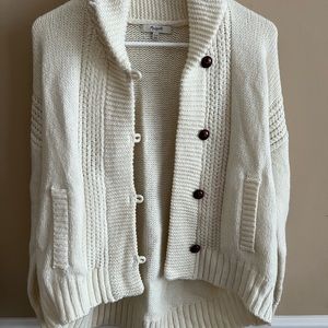 Madewell Cable Knit Merino Wool/Alpaca Sweater with Buttons, Cream, Women’s Xxs
